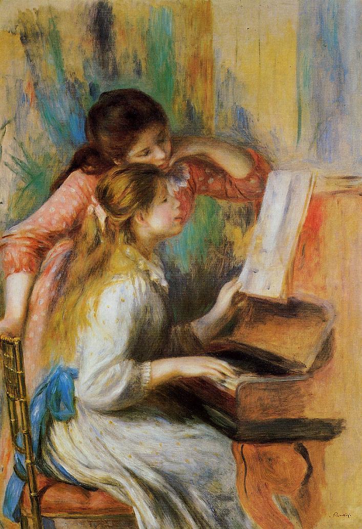 Girls at the Piano - Pierre-Auguste Renoir painting on canvas